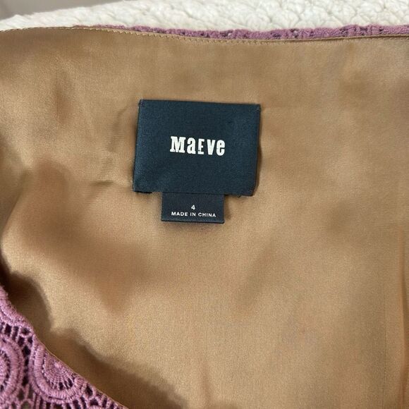 Maeve Anthropologie lavender Purple Lace Sleeveless sheath Dress Size 4 - Picture 7 of 9